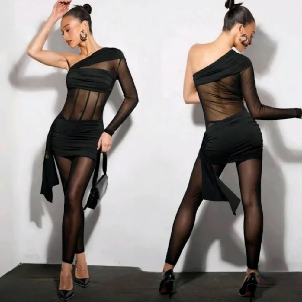 Elegant Black One-Shoulder Dress